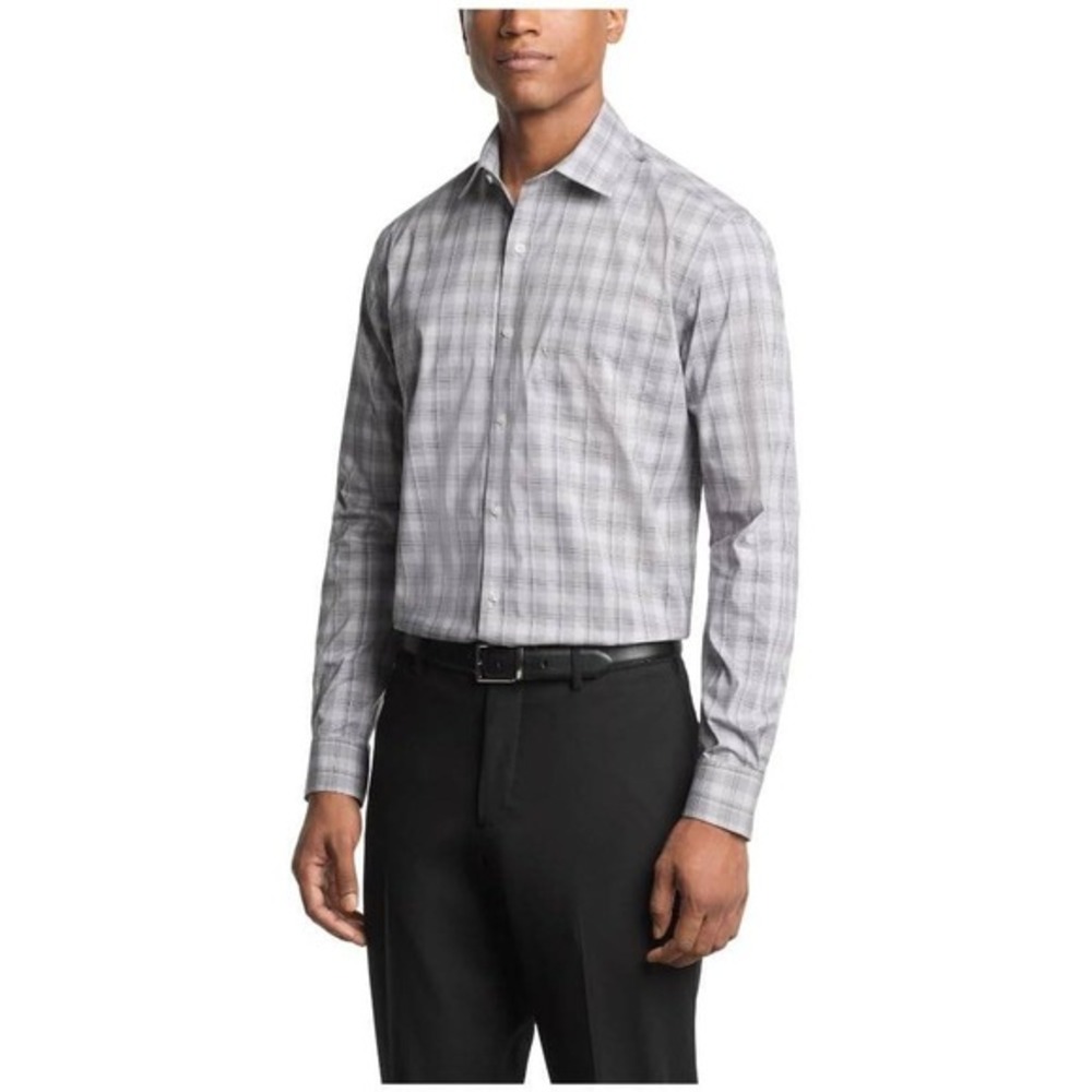 Van Heusen Men's Dress Regular Fit Ultra Wrinkle Free Mud Green 14-14 1/2